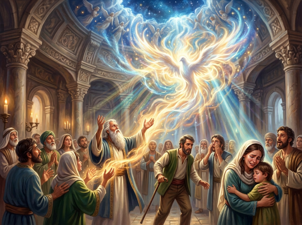 Depict the Holy Ghost as radiant divine light